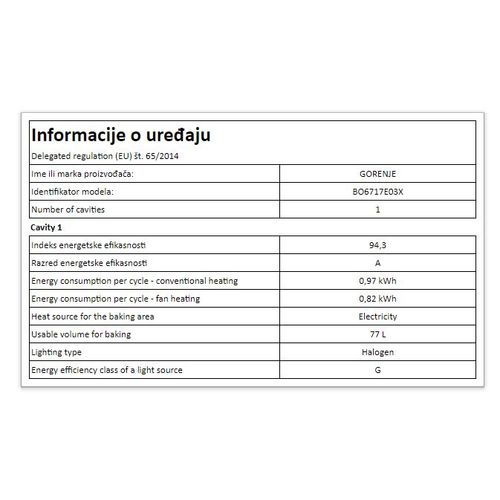 Gorenje BO6717E03X ugradna rerna sa ventilatorom  slika 9