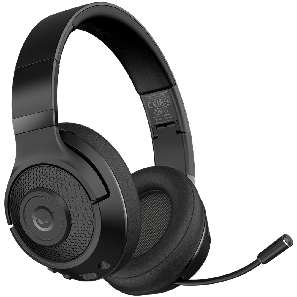 LORGAR Noah 500, Bežične Gaming slušalice s mikrofonom, JL7006, BT 5.3, trajanje baterije do 58 h (1000mAh), USB (C) punjač (0.8m), 3.5 mm AUX kabel (1.5m), dimenzije: 195*185*80mm, težina: 0.24kg, crne slika 1