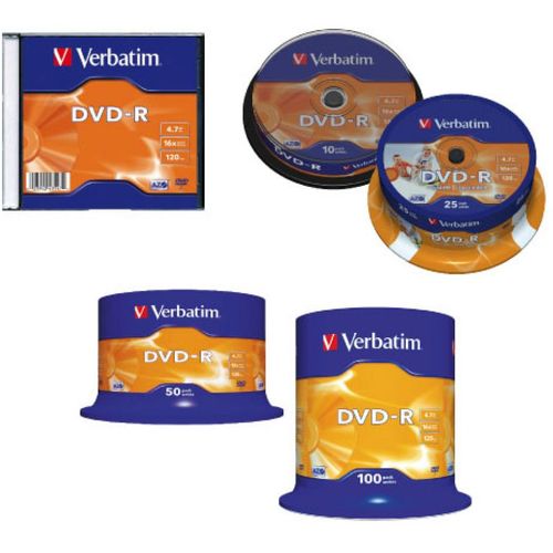 DVD-R Verbatim 4,7 GB/120 min 16x, spindle, 100/1, 43549 slika 1
