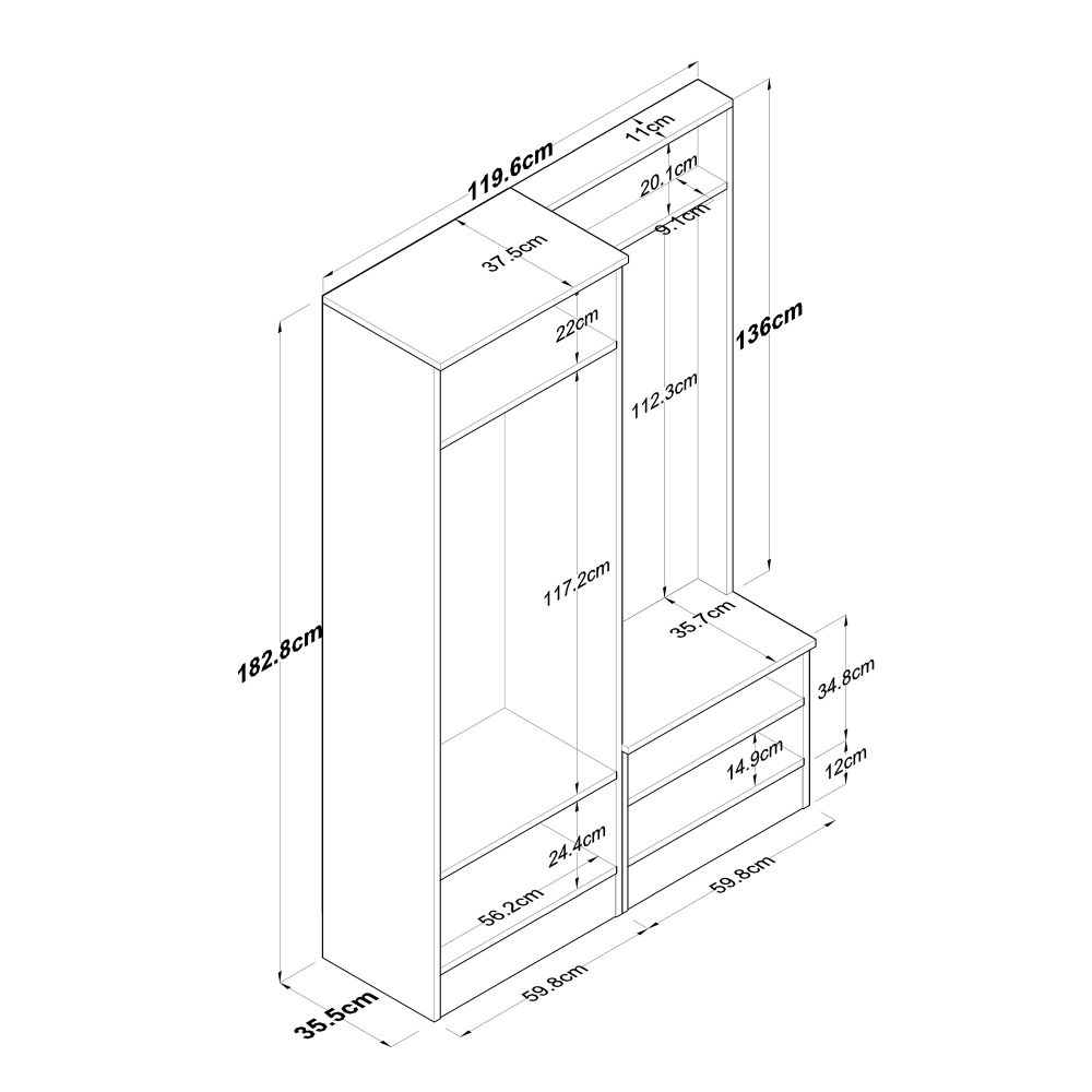 P6 - M5 - 2423 Bijela Orah Hall Stand slika 9
