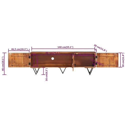 TV ormarić 140 x 30 x 46 cm od masivnog drva manga slika 41