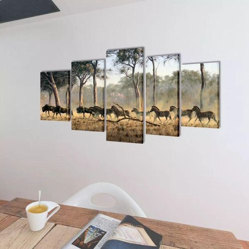 Zidne slike na platnu s zebrama 100 x 50 cm slika 1