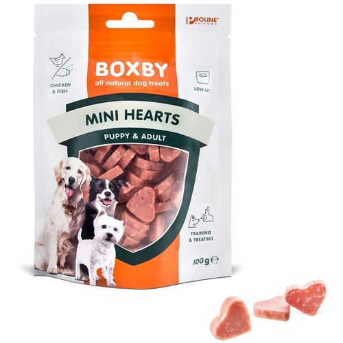 Boxby poslastica puppy/adult mini srca 100 g slika 1
