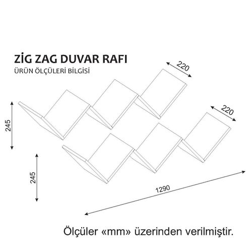 Woody Fashion Zidna polica, Bijela boja, Zig Zag - White slika 3