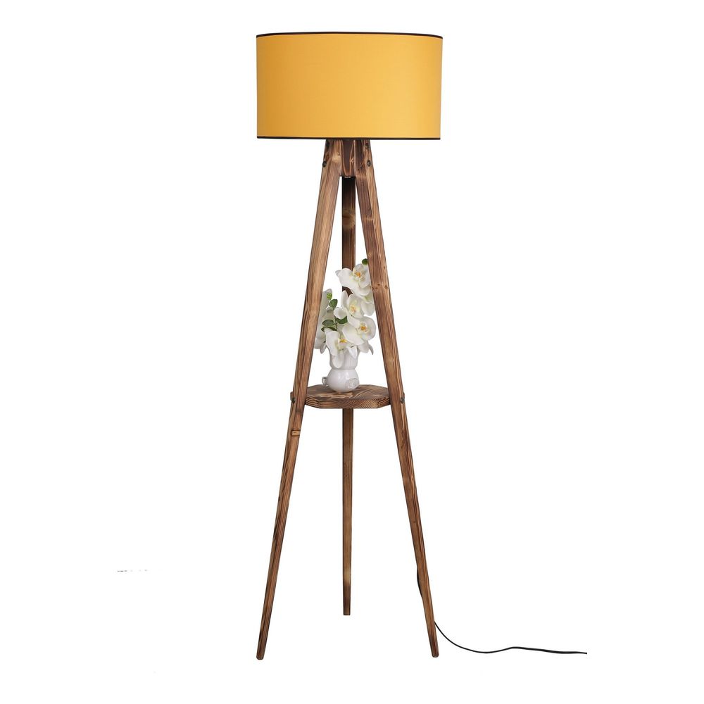Sehbalı Tripod Yanık Lambader Silindir Hardal Abajurlu Brown slika 2