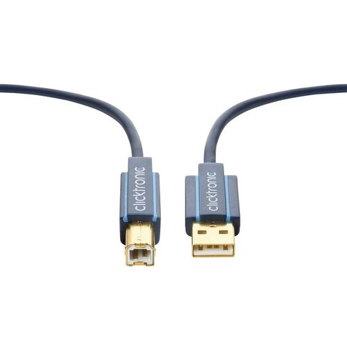 USB 2.0 priključni kabel clicktronic [1x USB 2.0 utikač A - 1x USB 2.0 utikač B] 3 m plava, pozlaćeni utični kontakti slika 2