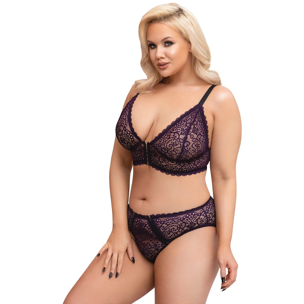 Cottelli CURVES Komplet grudnjaka ljubičasti 3XL slika 4