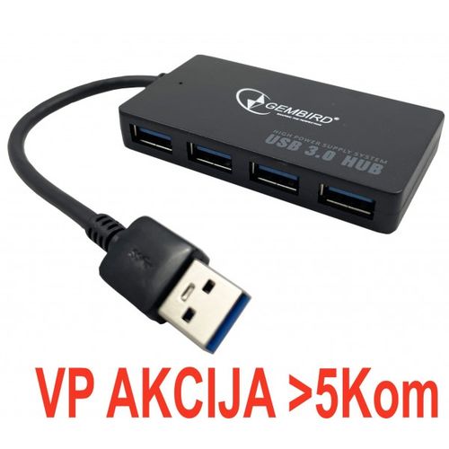 UHB-U3P4-03 ** Gembird HUB 4 USB3.0 4-port, storage speed 5Gbps, black (alt. UHB-U3P4-05 599) slika 3