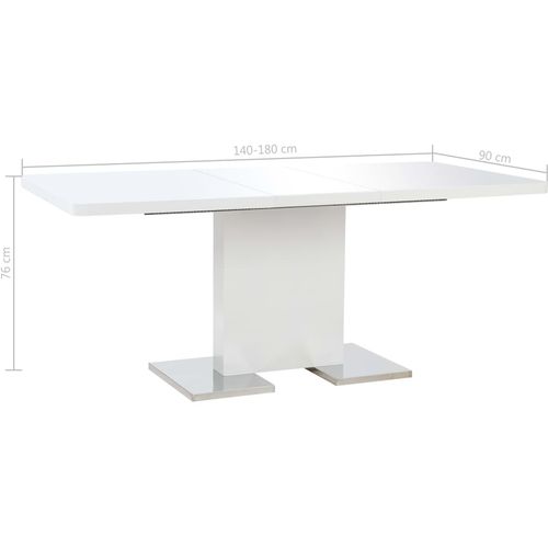 Produživi stol visokog sjaja bijeli 180 x 90 x 76 cm MDF slika 49