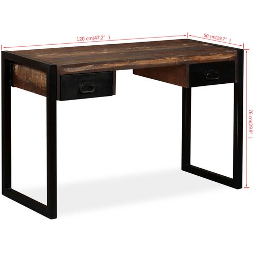 Radni stol s 2 ladice od masivnog obnovljenog drva 120x50x76 cm slika 68