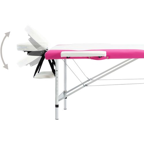 Sklopivi masažni stol s 2 zone aluminijski bijelo-ružičasti slika 11