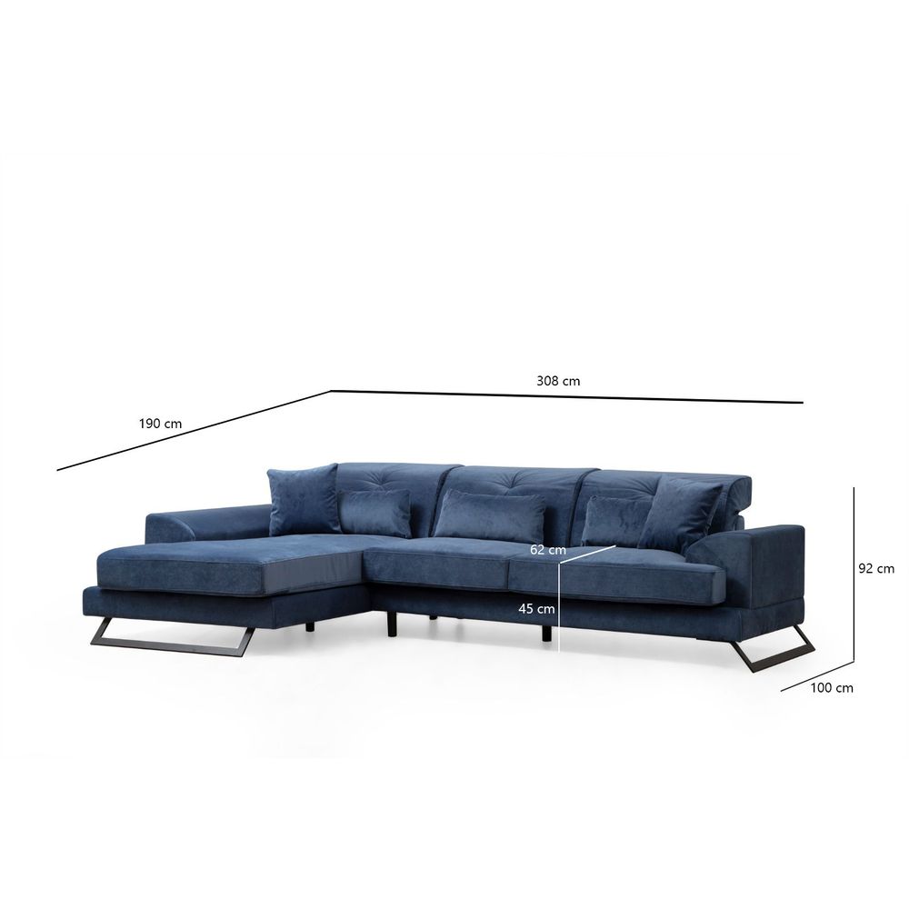 Ugaona Sofa Frido Left (Chl+3R) - Mornarsko Plava slika 8