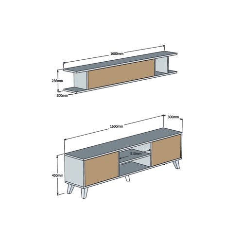 Woody Fashion TV jedinica, Italo - White, Pine slika 5