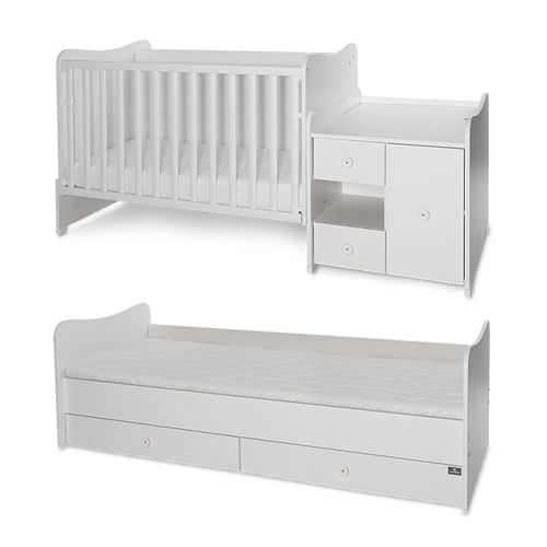 LORELLI MiniMAX Modularni krevetić 4in1 s Mehanizmom Ljuljanja White/Baby Blue 190x72 cm  slika 3