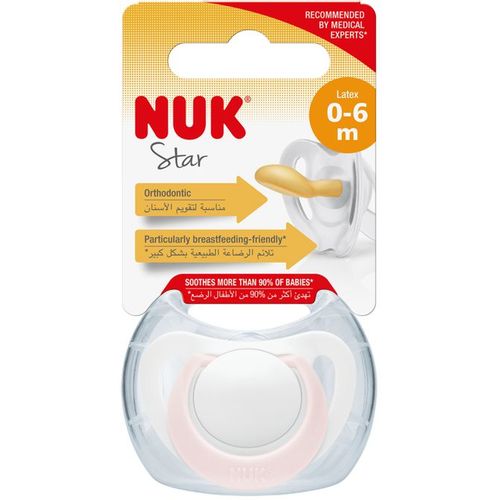 NUK Ortodontska duda varalica Star Latex 0-6mj, Rose slika 2