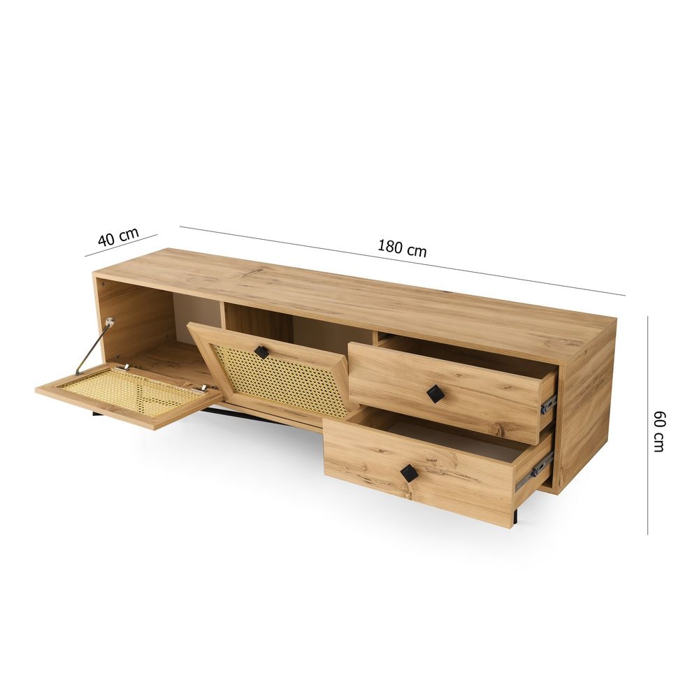 Hapsiyas 180 Oak Black TV Stand slika 7