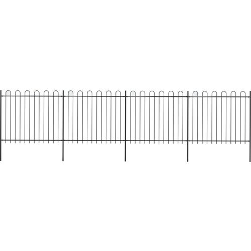 Vrtna ograda s ukrasnim lukovima čelična 6,8 x 1,5 m crna slika 1
