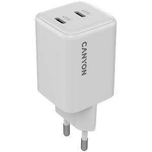 CANYON Punjač CU45AC GaN 45W 2xPD EU Bijeli