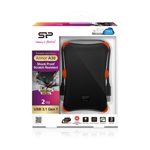 Silicon Power SP020TBPHDA30S3K Portable HDD 2TB, Armor A30, USB 3.2 Gen.1, Black slika 2