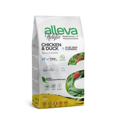 Alleva Holistic Dog Puppy Chicken &amp; Duck + Aloe Vera &amp; Ginseng Mini 2 kg slika 1