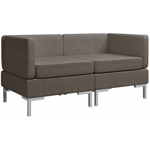 2-dijelni set sofa od tkanine smeđe-sivi slika 24