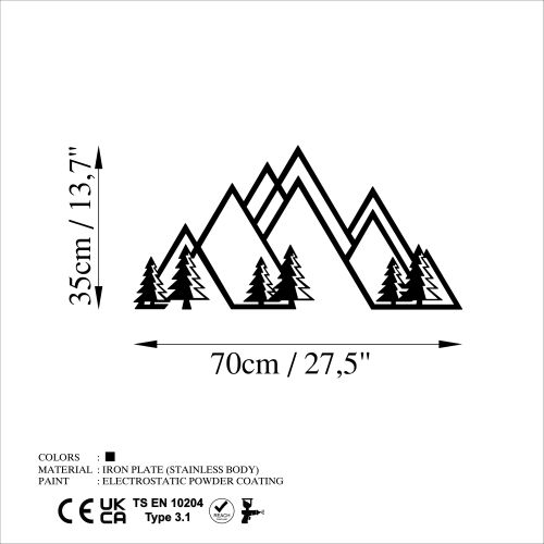 Wallity Metalna zidna dekoracija, Mountain - v1 slika 6