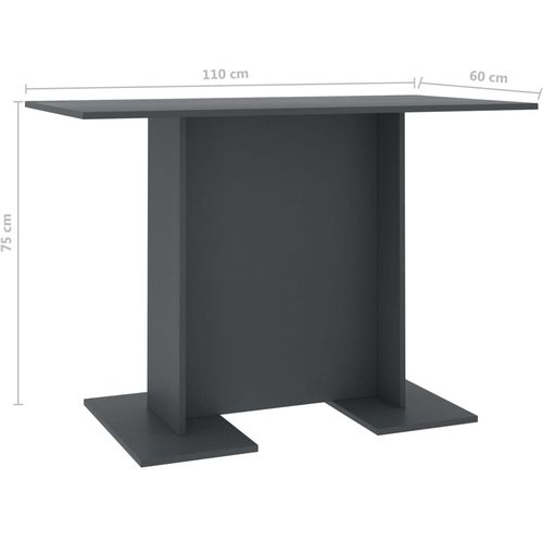 Blagovaonski stol sivi 110 x 60 x 75 cm od iverice slika 12