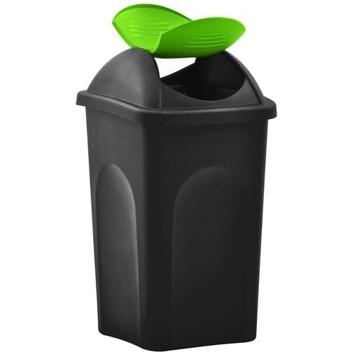 Kanta za smeće s ljuljajućim poklopcem 60 L crno-zelena slika 3