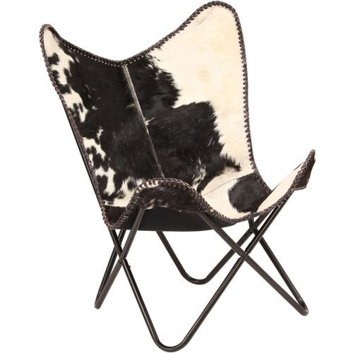 Stolica u obliku leptira od prave kozje kože crno-bijela slika 42