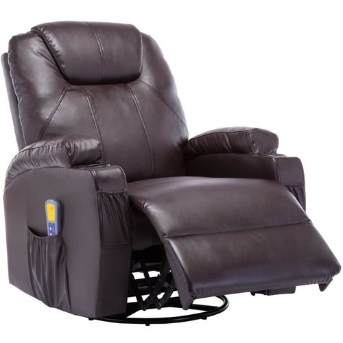 Električna ljuljajuća fotelja za masažu od umjetne kože smeđa slika 5