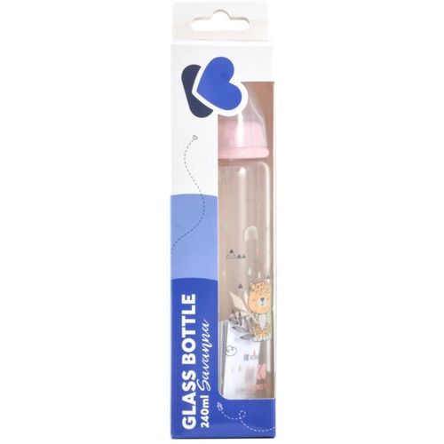 Kikka Boo Staklena flašica Savanna 240ml 3m+ Pink slika 3