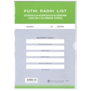 VI-55/VP PUTNI RADNI LIST SA FOLIJOM; Knjižica s PVC omotom, 14,5 x 20,5 cm