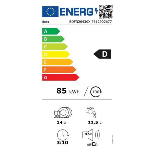 Beko BDFN26430X Mašina za pranje sudova, 14 kompleta, Širina 59.8 cm slika 6