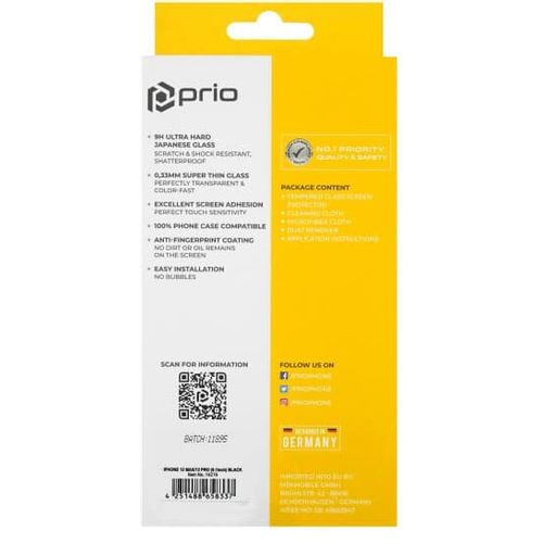 PRIO 3D zaštitno staklo od kaljenog stakla za iPhone 12 / 12 Pro crno slika 5