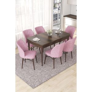 Proširivi set trpezarijskog stola i stolica (7 komada) Nef boje: Baroque, Pink