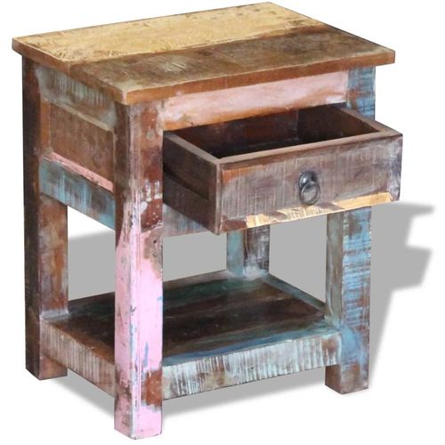 Bočni stolić s 1 ladicom masivno obnovljeno drvo 43x33x51 cm slika 42