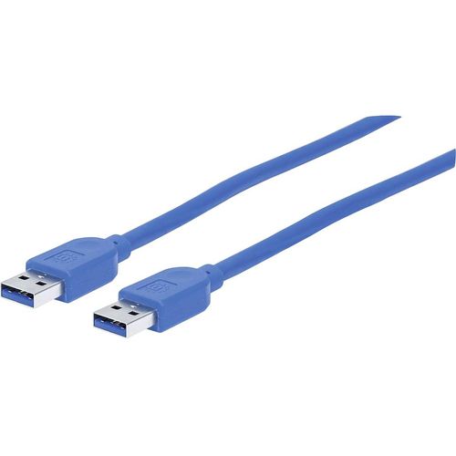 Manhattan USB kabel USB 3.2 gen. 1 (USB 3.0) USB-A utikač, USB-A utikač 1.80 m plava boja zaštićen s folijom, UL certificiran, pozlaćeni kontakti 354295 slika 1