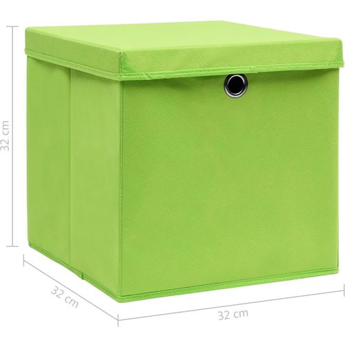 Kutije za pohranu s poklopcima 4 kom zelene 32x32x32 cm tkanina slika 5