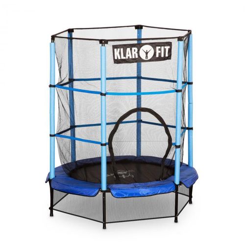 KLARFIT Rocketkid, 140 cm trampolin, unutarnja sigurnosna mreža, bungee opruge, plava slika 1