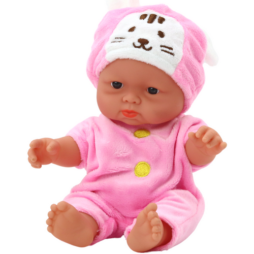 Mala beba lutka - Ružičasta odjeća, šešir sa zekom slika 2