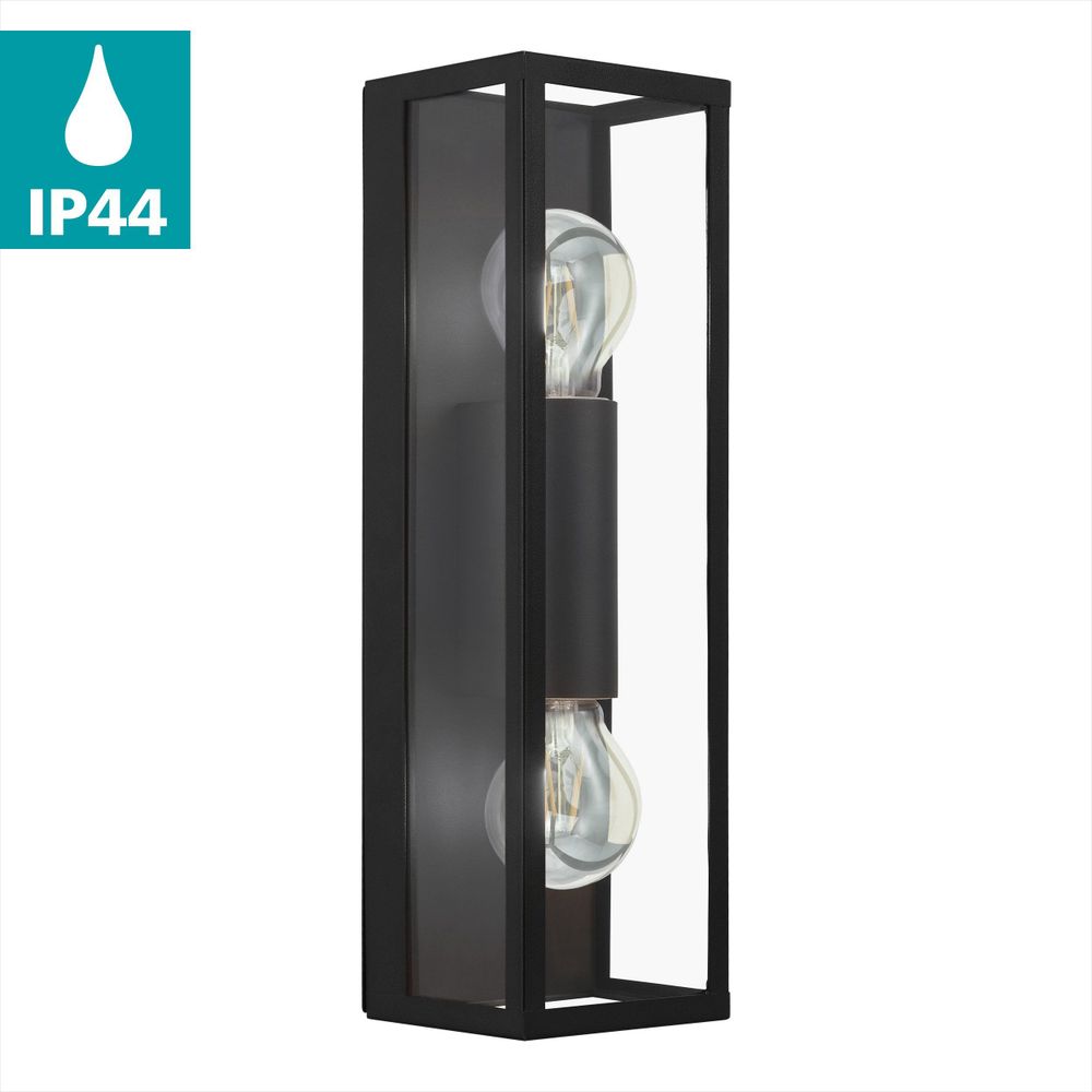 Eglo Amezola Zidna/Stropna Lampa, E27, IP44, Crna/Čelik/Staklo slika 2