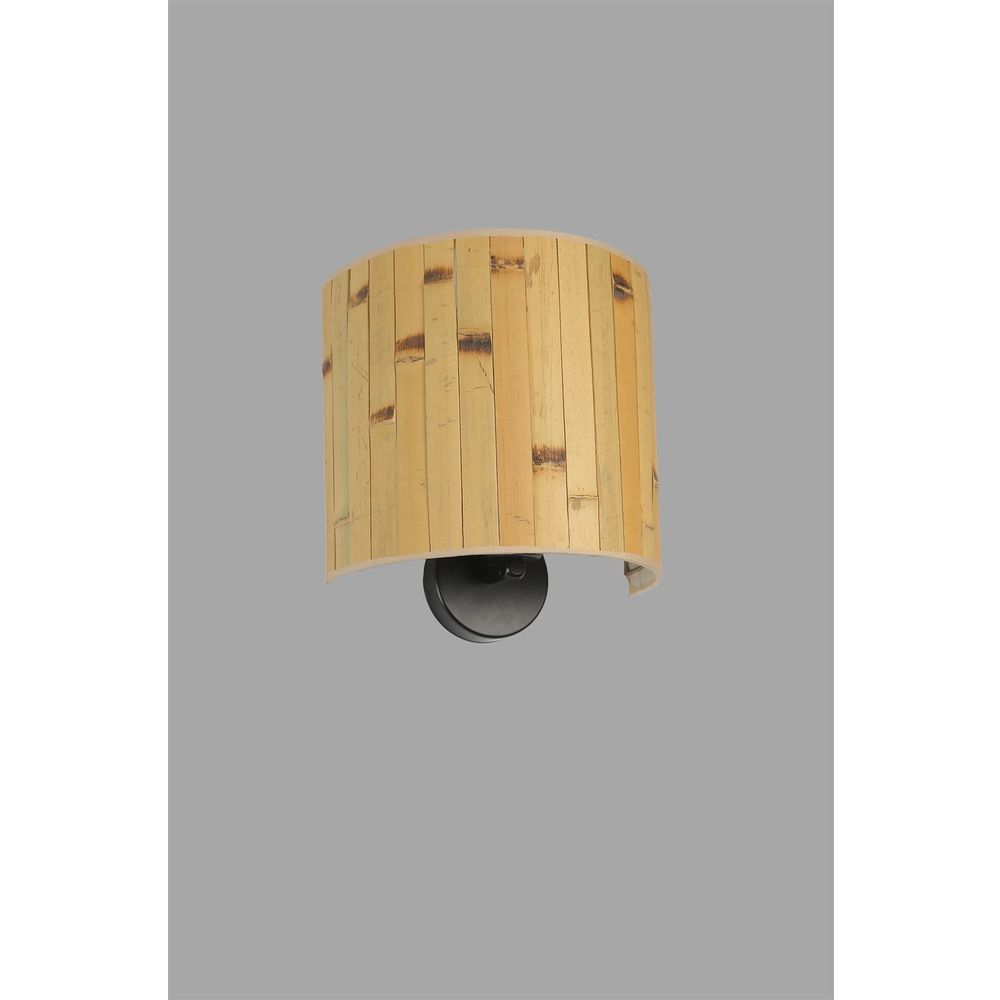 Bambu 02 Abajurlu Oval Aplik Drvena Zidna Lampa slika 4