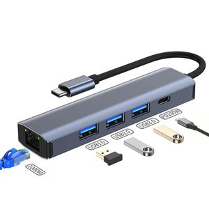 Adapter konverter USB Tip C-3xUSB 3.0+RJ45 Linkom