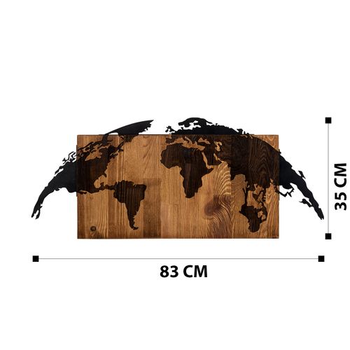 Wallity Dekorativni Drveni Zidni Ukras - Mapa Sveta, Crni Orah slika 7