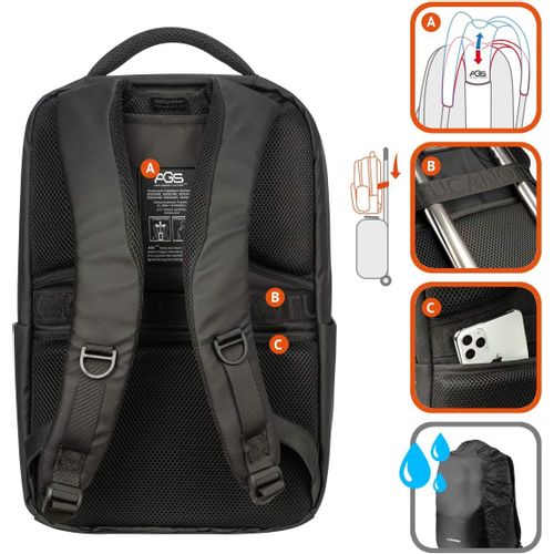 Ruksak za laptop TUCANO Lunar Backpack 15.6", anti-gravity sustav, za MacBook Pro 16" ili laptop 15.6", crni slika 4