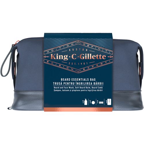 King C. Gillette Poklon paket Šampon za bradu 350 ml & Balzam 100 ml + Češalj za bradu i kozmetička torbica slika 2
