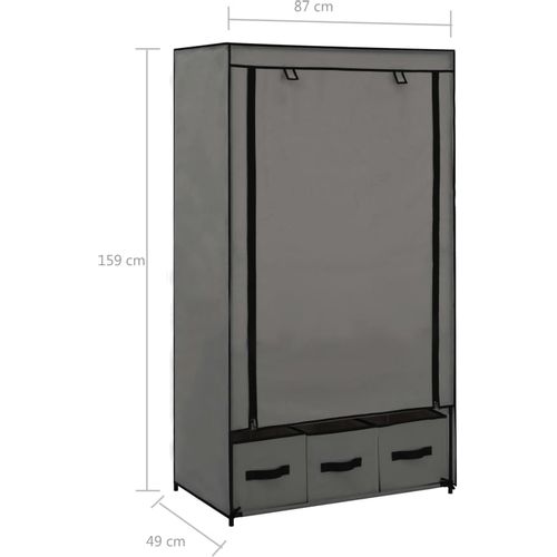 282460 Wardrobe Grey 87x49x159 cm Fabric slika 8