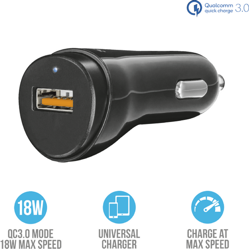 Trust Ultra Fast USB Car Charger with QC3.0 and auto-detect slika 1