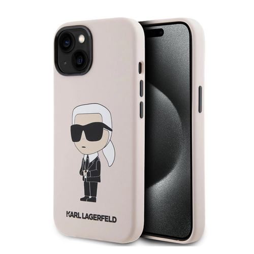 Maska Karl Lagerfeld Hc Silicone NFT Ikonik za iPhone 15 6.1 roze (KLHCP15SSNIKBCP) slika 1