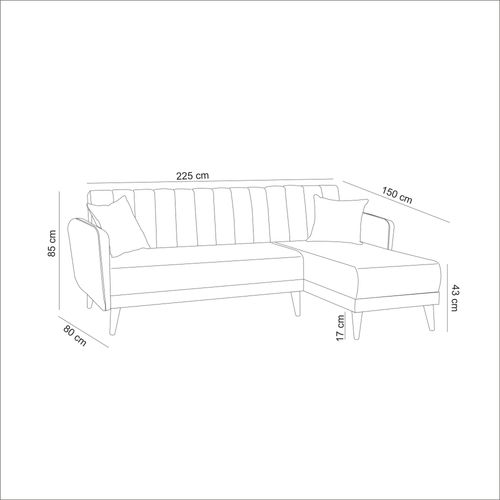 Aqua Coner Right - Dark Grey Dark Grey Corner Sofa-Bed slika 7
